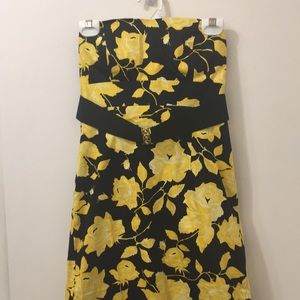 Yellow and Black floral tube mini dress
